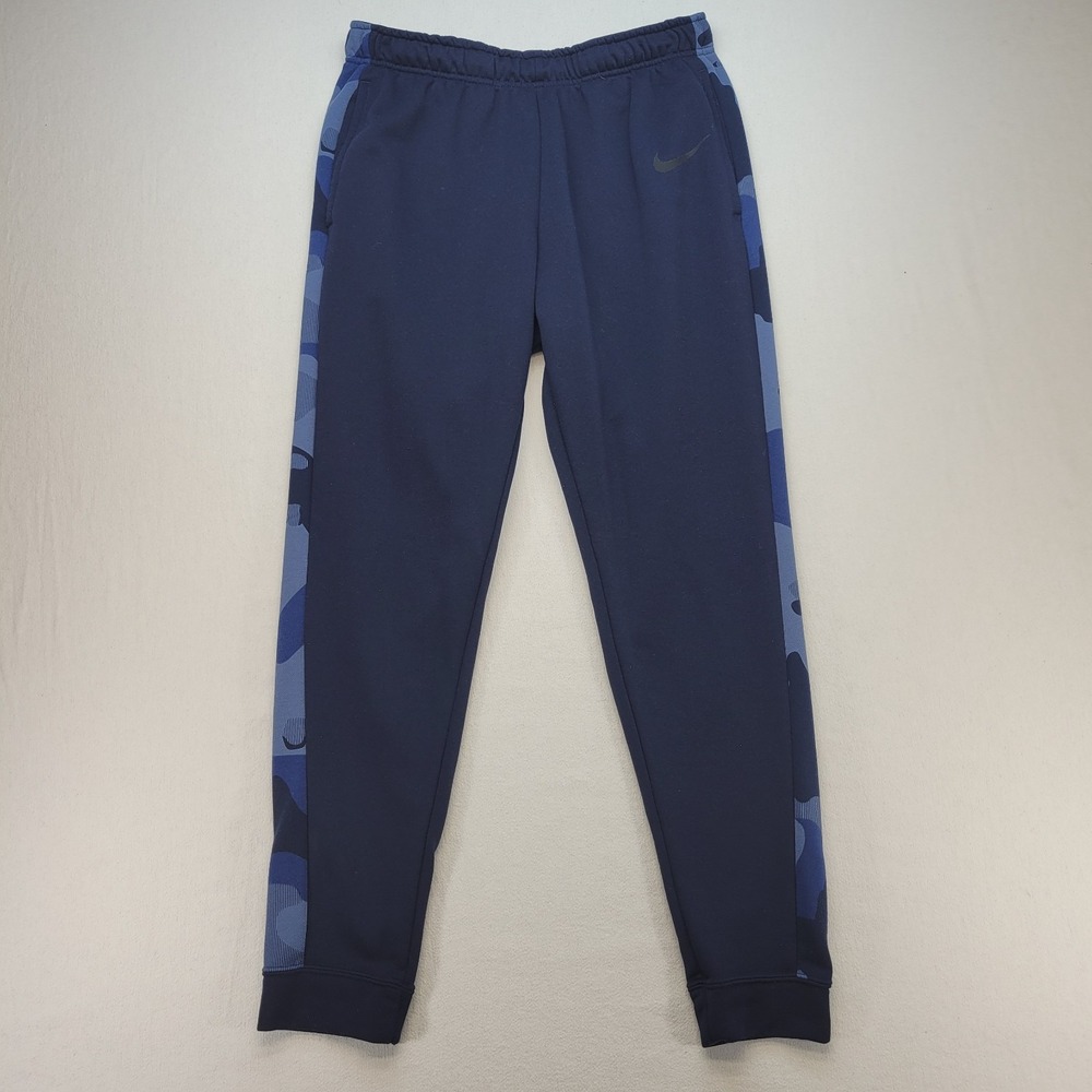 Nike Sweatpants Mens Large‎ Blue Camo Dri-FIT Fleece Training Tapered Pants